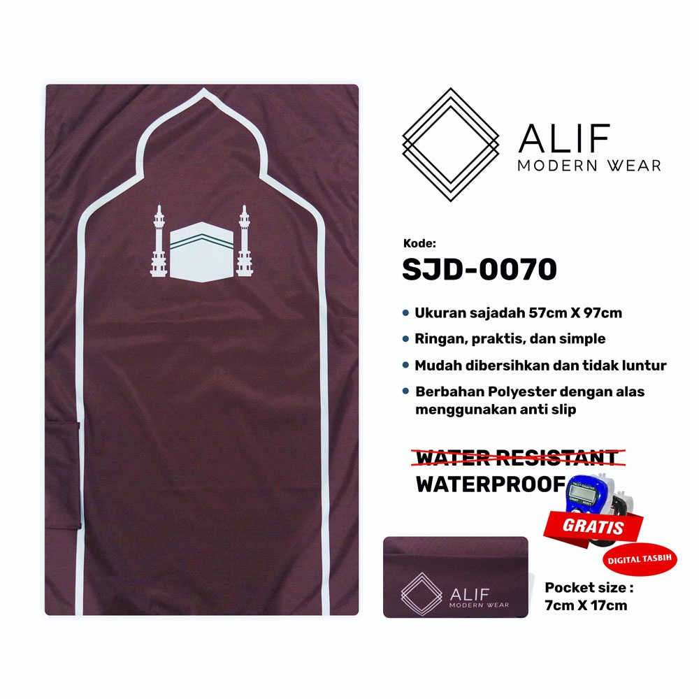 [GRATIS DIGITAL TASBIH] ALIF SAJADAH TRAVEL / SAKU / PORTABLE / WATERPROOF ( ALIF MODERN WEAR SJD-0070 )