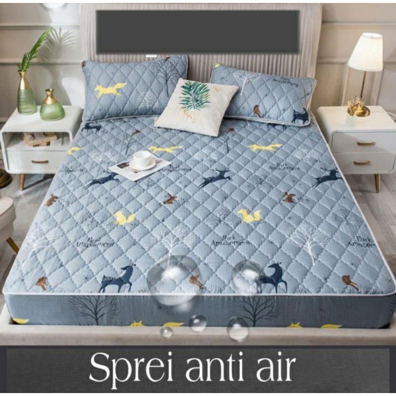 Sprei Sultan Waterproof anti ompol anti tahan air size 180x200 Seprei Adem full Karet-Sprei abu rusa