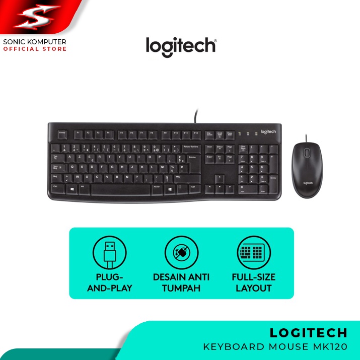 Logitech Desktop MK120 Corded Keyboard and Mouse Combo