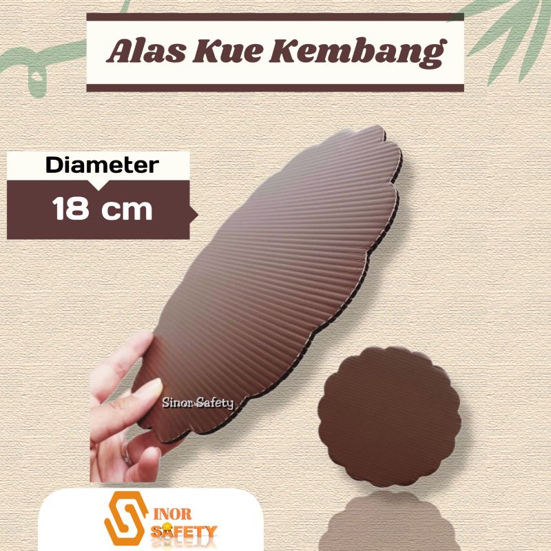 Alas Kue Kembang Diameter 18cm x 3mm Coklat Tatakan Plastik Impraboard