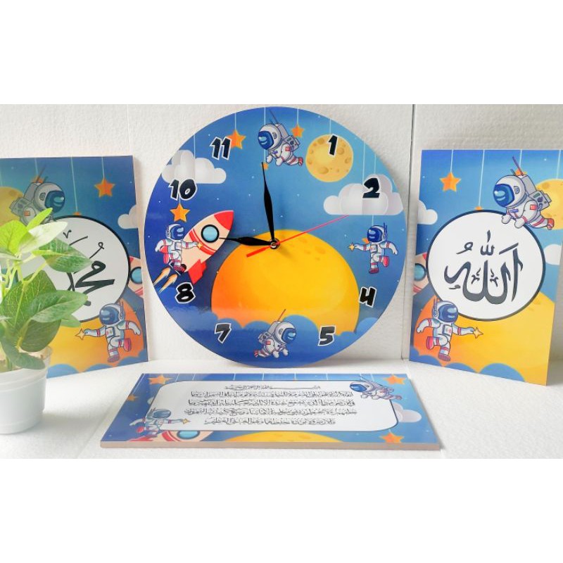 Jam dinding 1 PAKET tema Astronot