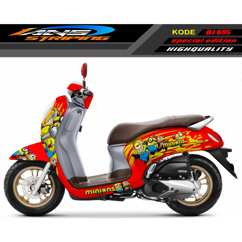 DECAL STICKER HONDA SCOOPY FULL BODY / STICKER VARIASI SCOOPY MINIONS / STICKER TERBARU