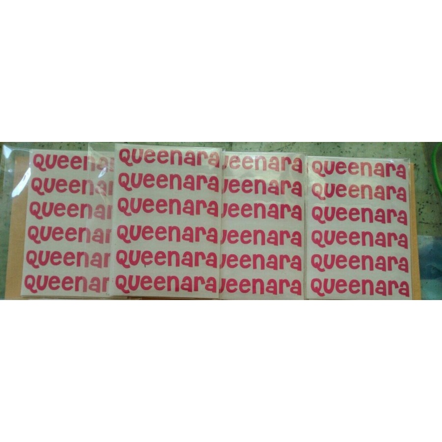 

Sticker Nama Mini (Queenara) |Sticker Nama Anti AIr Murah | Label Nama Cutting Sticker nama mini waterproof 8 huruf tanpa gambar