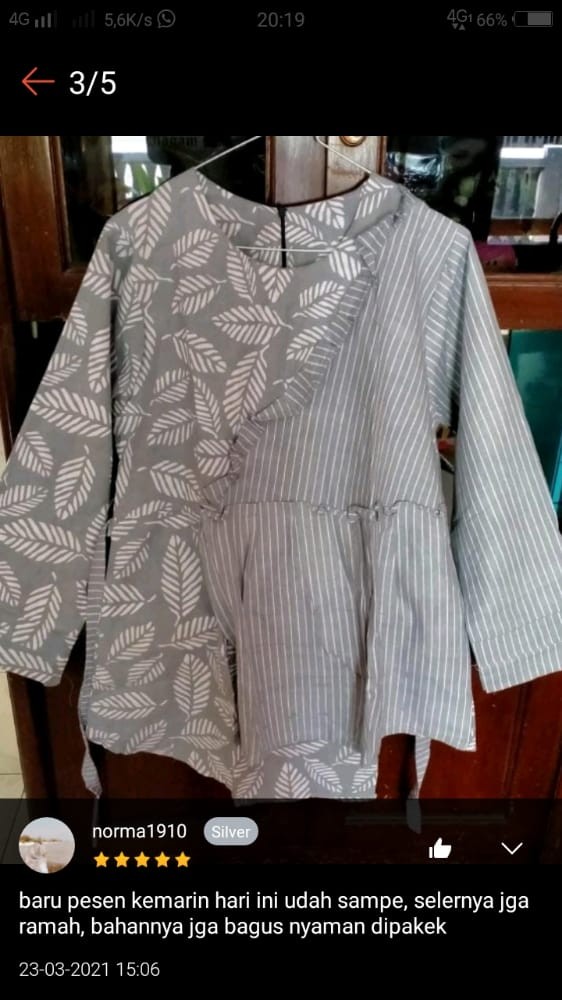 Tey-17 Batik Wanita Asj Sa Hrb026 Kenongo Kemeja Tosca Pendek