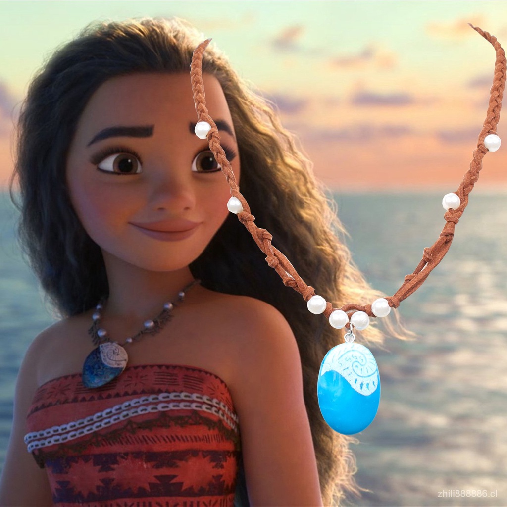 Kalung Tali Kulit Kepang Liontin Anime Moana Handmade Untuk Wanita