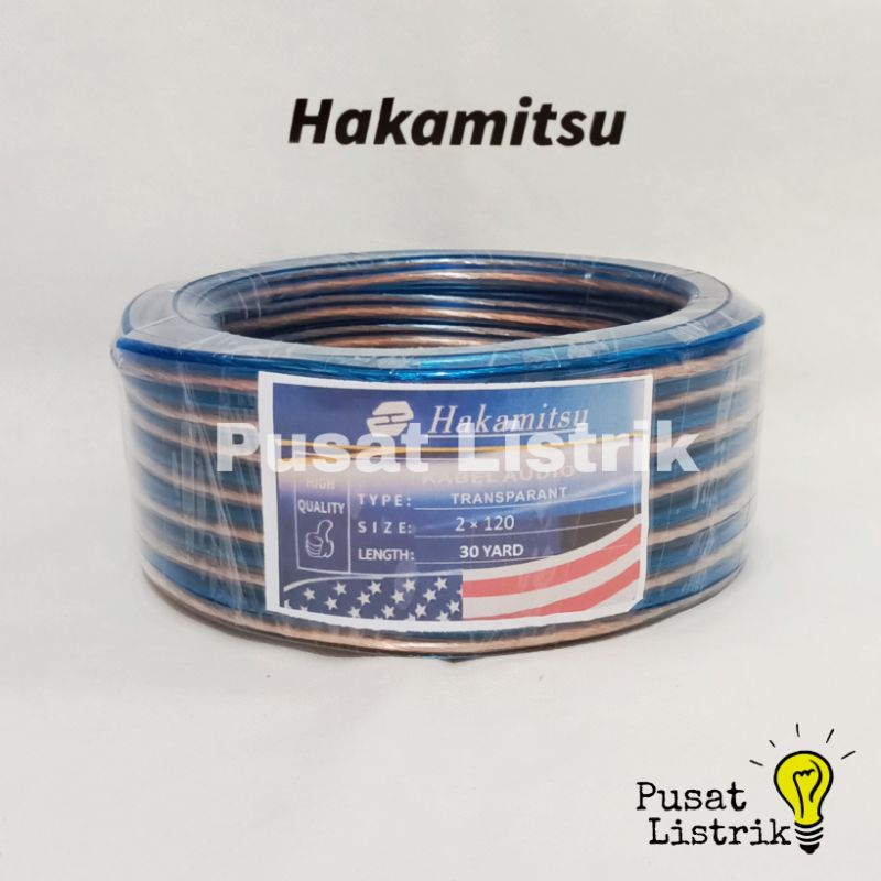 Kabel Listrik Transparan Serabut 2x120 30yard Per Roll Hakamitsu