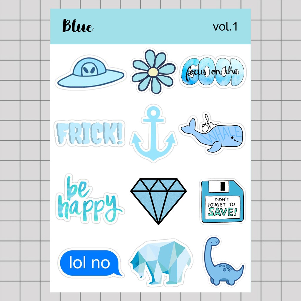 

Stiker Tumblr HP aesthetic / Stiker Laptop custom / stiker HP / Stiker Kpop | BLUE VOL. 1