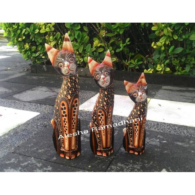 Produk Terbaik] Patung Kucing Set Isi 3,Pajangan Kucing,Bali Souvenir