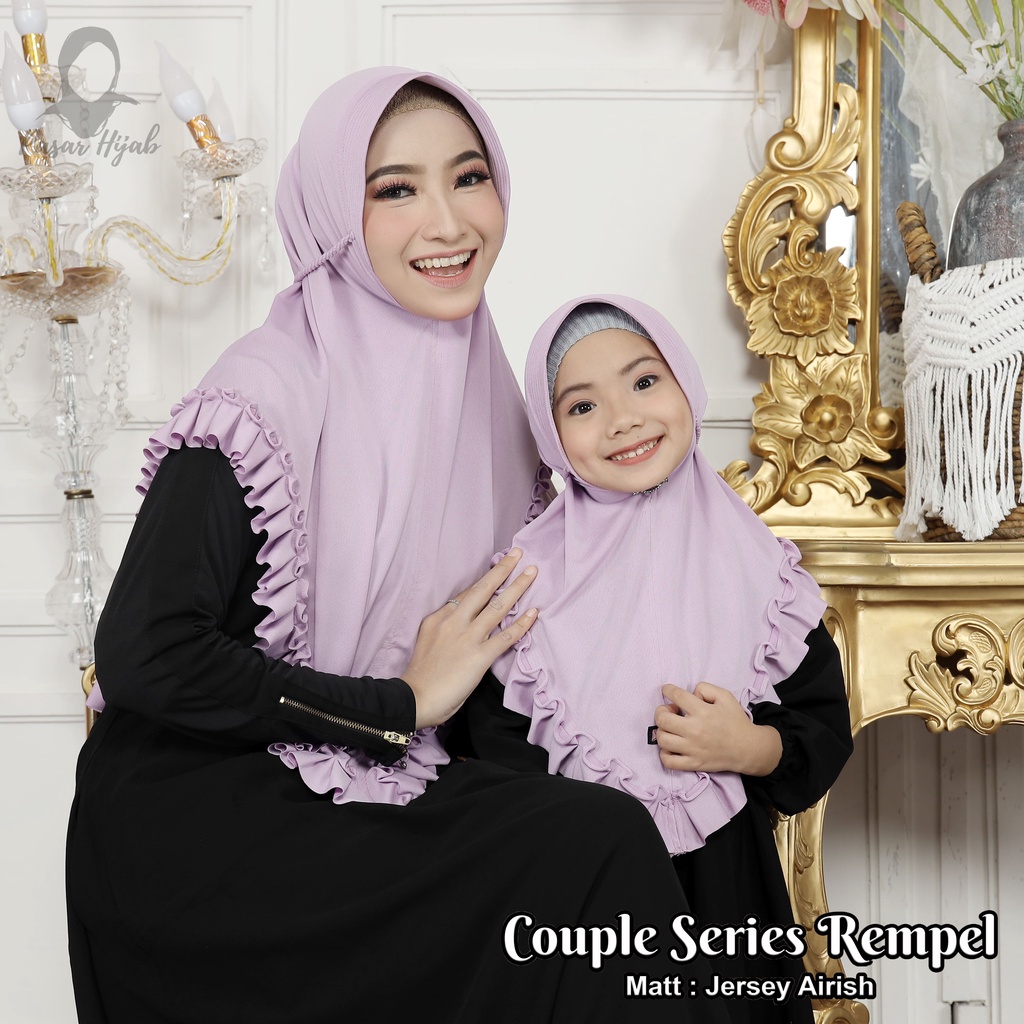 Kerudung Couple Series Ibu dan Anak Hijab Instan Rempel Tali Kepang Jersey Airis Pasar Hija'b