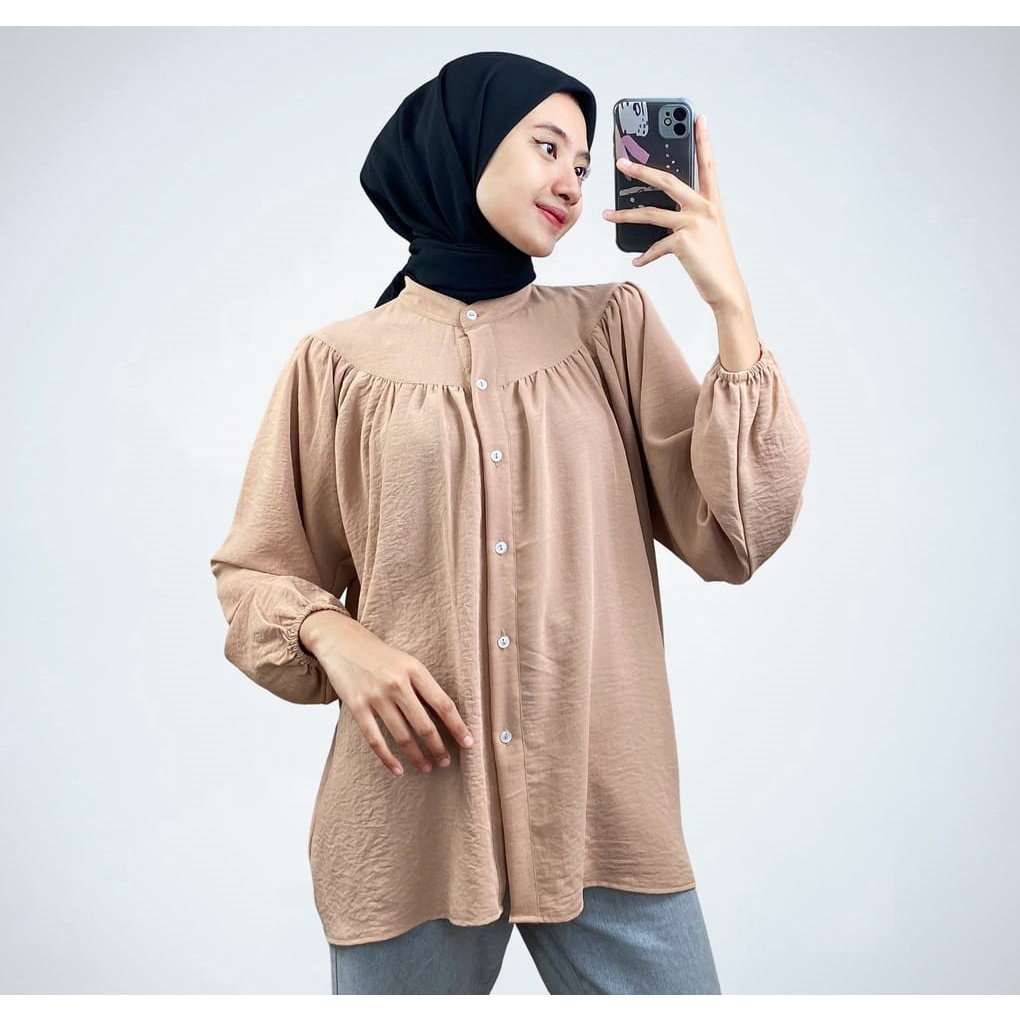 AFI - EC - ⭐️ PREMIUM AIRFLOW CRINCLE ⭐️ Rashifa Shirt Oversize Blouse CRINCLE