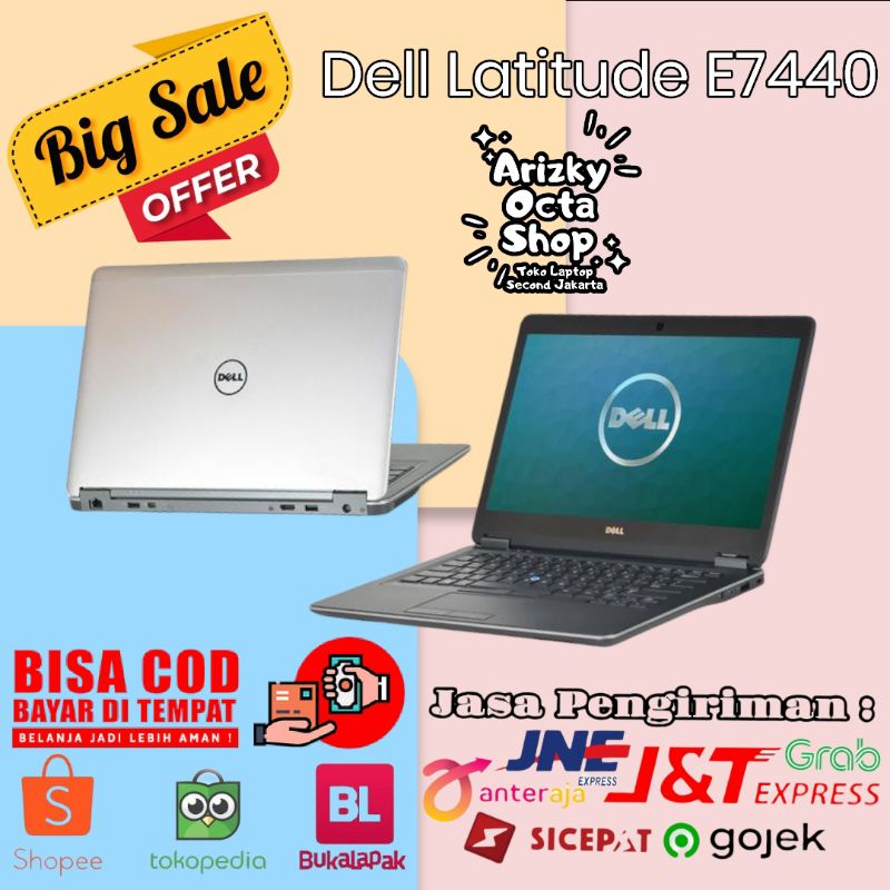 Laptop DELL E7440 i5 4300U gen ke 4 keyboard backlight webcam