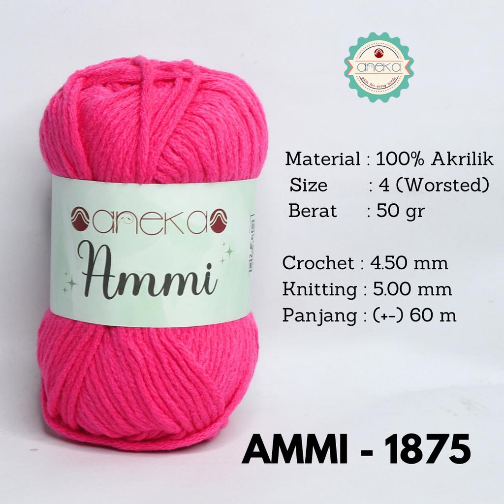 Benang Rajut Ammi / 100% Acrylic / 6 Ply Akrilik - 1875 (Pink Terang)