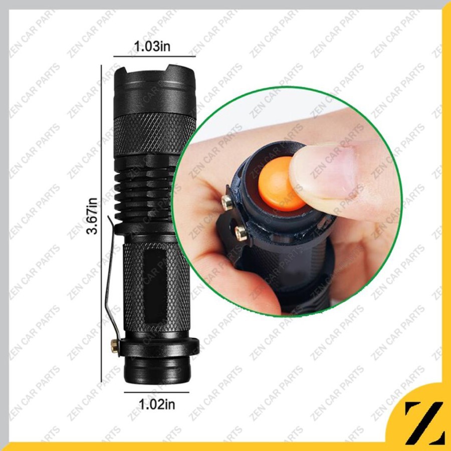 【COD】 Senter Pocketman Zoom Swat Mini 2000 Lumens LED Anti Air` Waterproof SWAT Police Flashlight AA