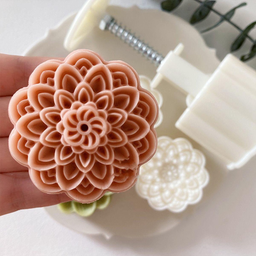 [Elegan] Cetakan Mooncake Oriental Gaya China 3D Kue Kacang Hijau Lotus Shaped Baking Cetakan Kue Bulan