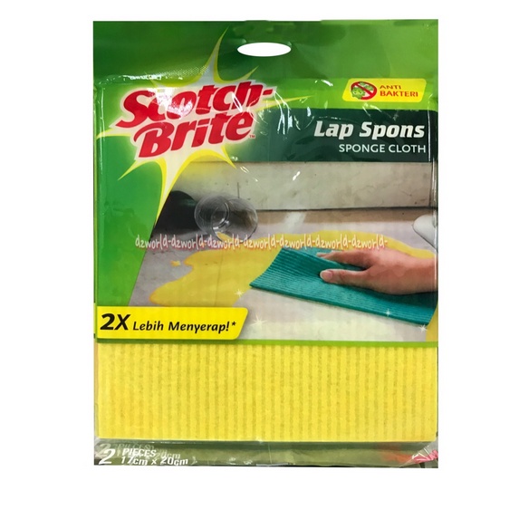 Scotch Brite Lap Spons Sponge Cloth 2X Lebih Menyerap Anti Bakteri Motif Lemon Kuning Scotchbrite