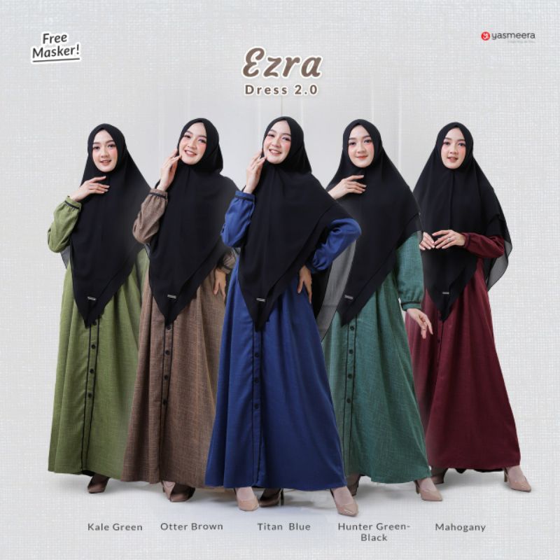[HAFIAHIJAB] EZRA 2.0 BEST SELLER DRESS/GAMIS/LONG DRESS POLOS BAHAN LINEN LUX MEWAH ELEGANT BY YASM