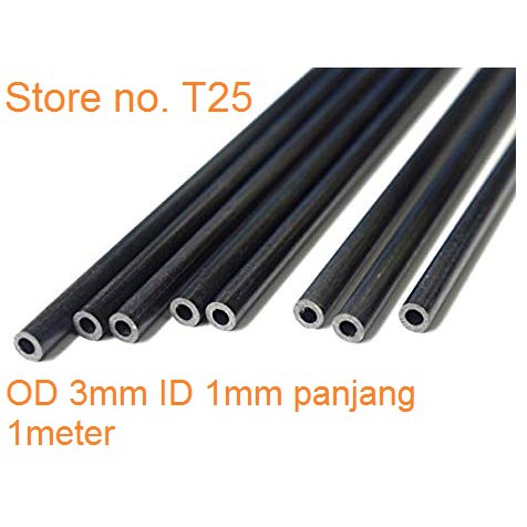 1meter Pipa Karbon Carbon Fiber tube OD 3mm ID 1mm panjang 1m Sayap pesawat RC Airplane