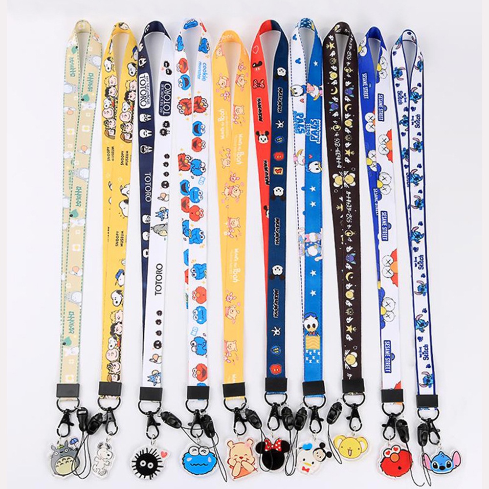 Tali Lanyard Holder Handphone / Kartu ID anti Hilang Motif Kartun Beruang / Kucing Lucu