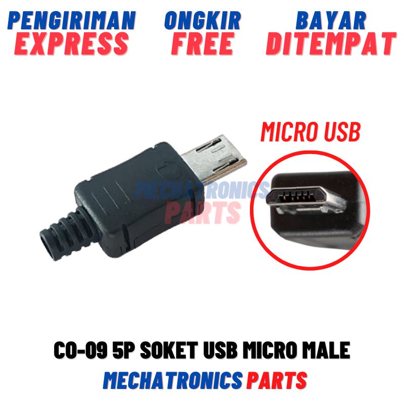 2PCS [SOC-9016] CO-09 5P SOCKET SOKET USB MICRO MALE JANTAN