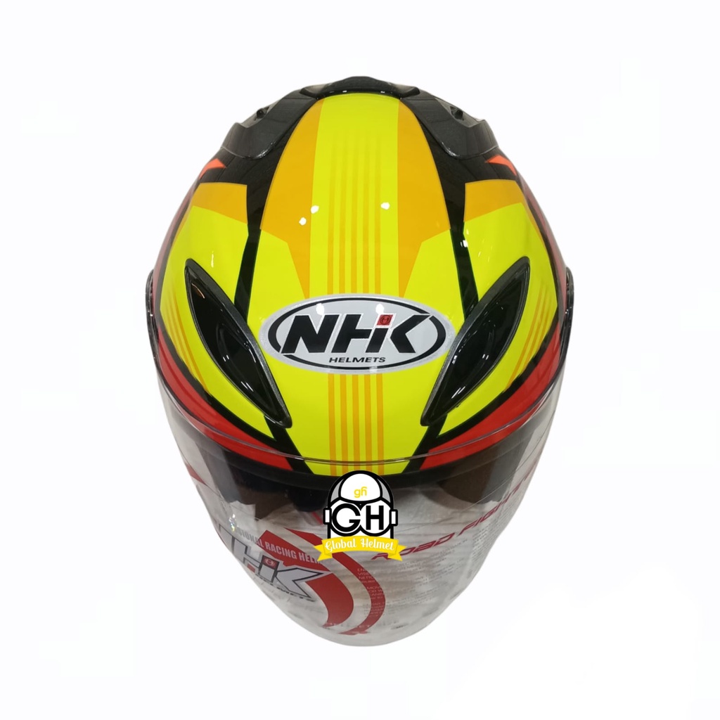 HELM NHK R6 MOTIF STARCO BLACK YELLOW RED HALF FACE NHK R6 MOTIF