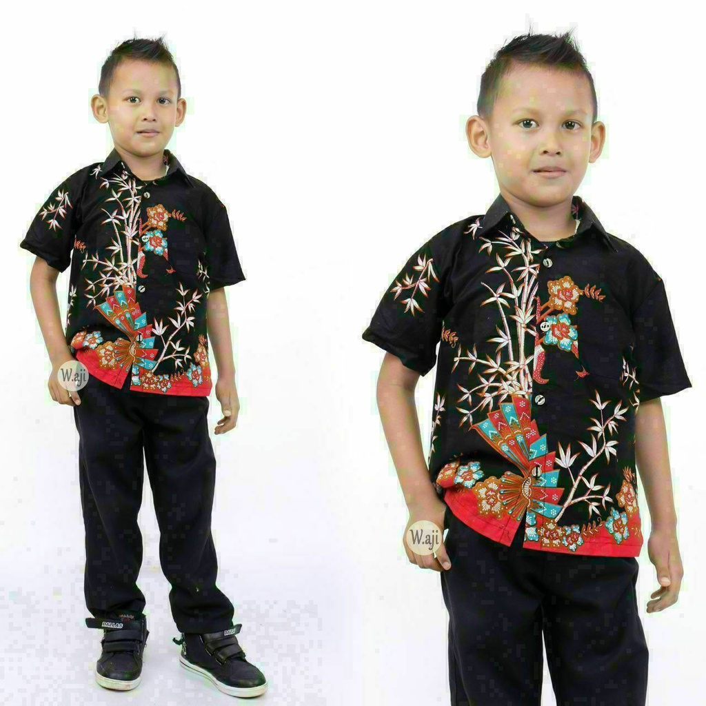 Atasan Batik Lengan Pendek 021 RISNA BATIK HRB026 HEM BATIK MURAH SENO SOGAN BAKUNG PADI MANGGAR