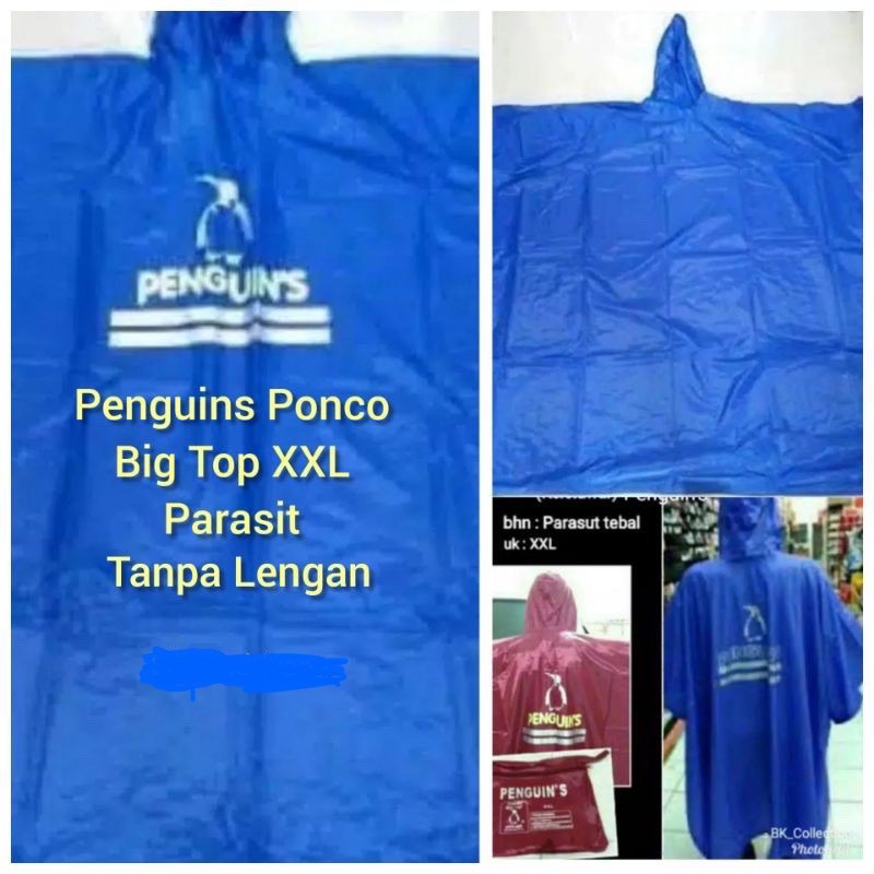 Jas Hujan PENGUIN Ponco Big Top Lengan N22 PENGUINS Parasut Nylon XXL PINGUIN Poncho PINGUINS Bigtop