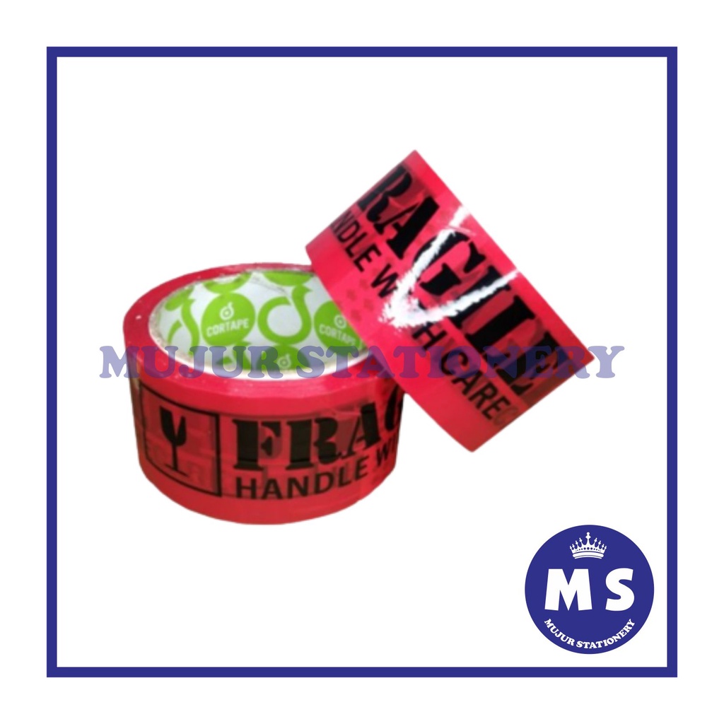 LAKBAN OPP TAPE  SOLASI CORTAPE FRAGILE MERAH - HITAM 2 INCH 48 MM