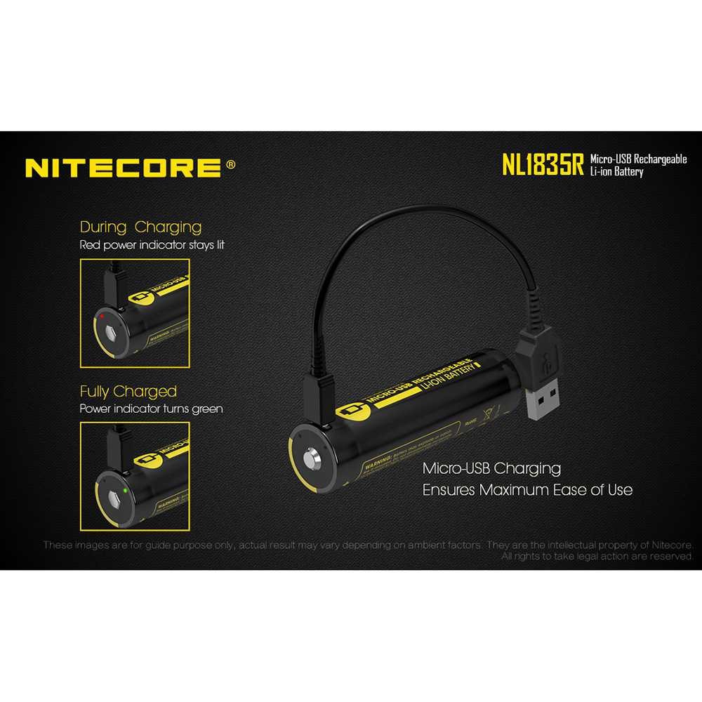 NITECORE 18650 Micro USB Rechargeable Li-ion Battery 3500mAh - NL1835R