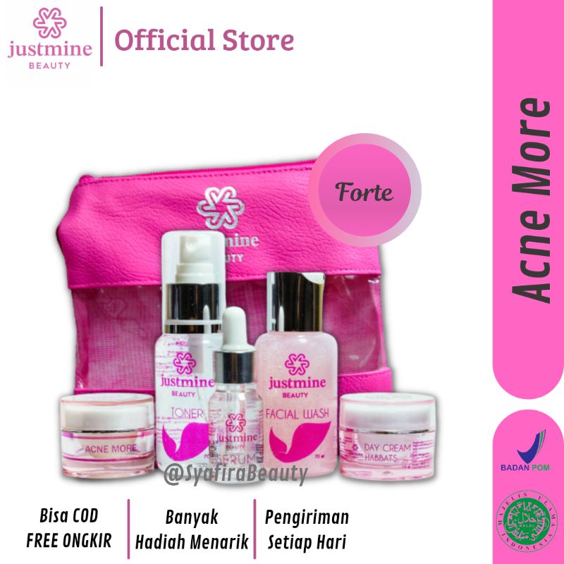 JUSTMINE Glowing Beauty Skincare Bpom Paket Glowing Acne Jelly Acne More Removespots | Skin care-Acne More Forte