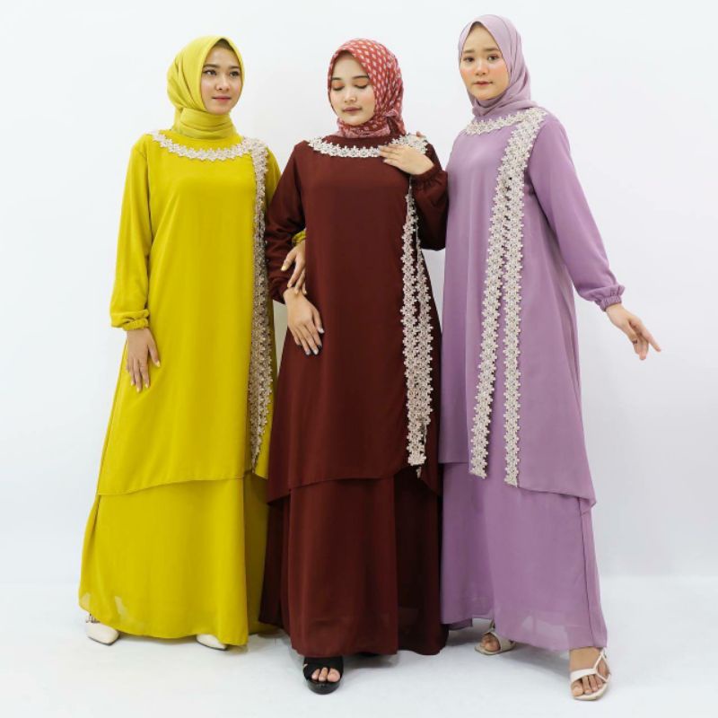 Gamis Malaysia RENDA BELAH SAMPING