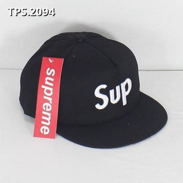 Topi Snapback Hat Supreme Hitam Kado Hadiah Pria Brand Tag