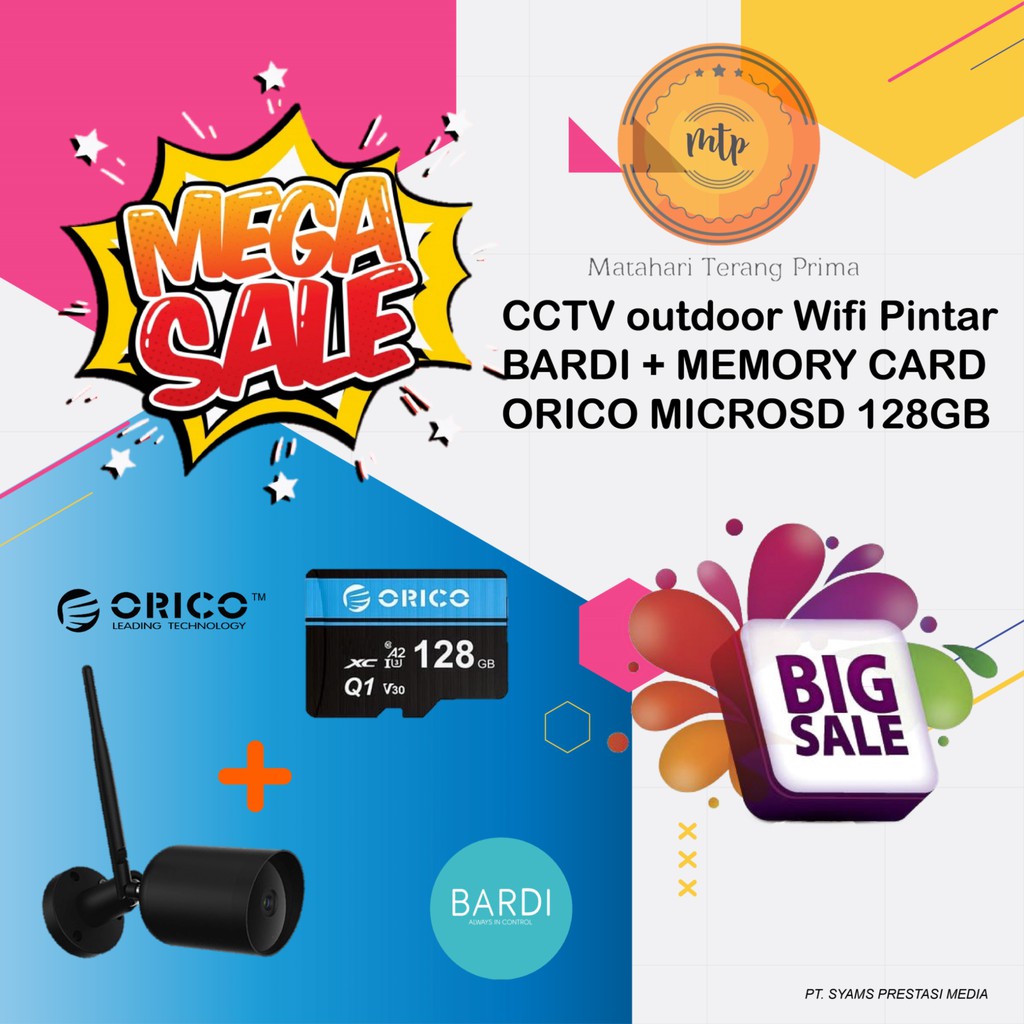 MURAH CCTV outdoor Wifi Pintar BARDI + MEMORY CARD ORICO MICROSD 128GB HEMAT
