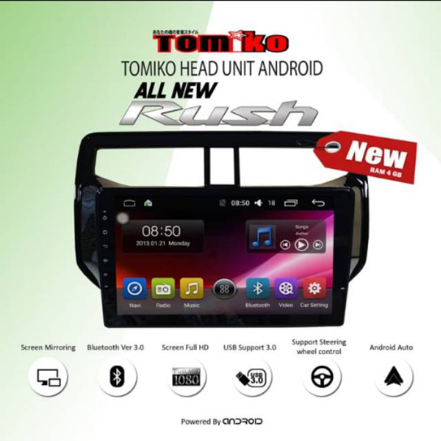 Head unit Android Tomiko for All New Toyota Rush