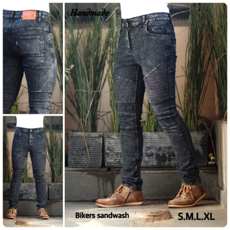 Celana Jeans Bikers Sobek Ripped Handmade