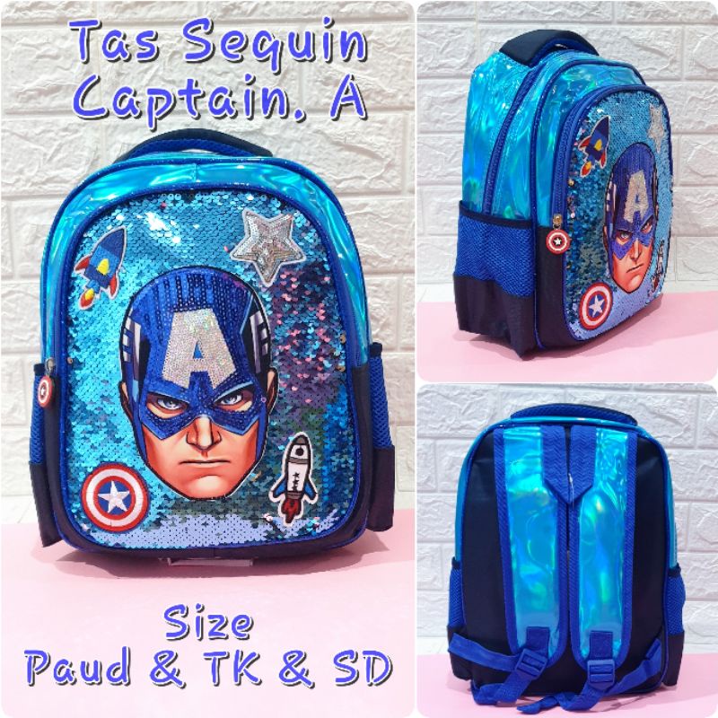 Tas Sekolah Anak Sequin Motif Gambar Frozen LOL Unicorn Ransel Sekolah Anak SD dan TK Sequin Usap Backpack Anak Perempuan dan Laki - Laki