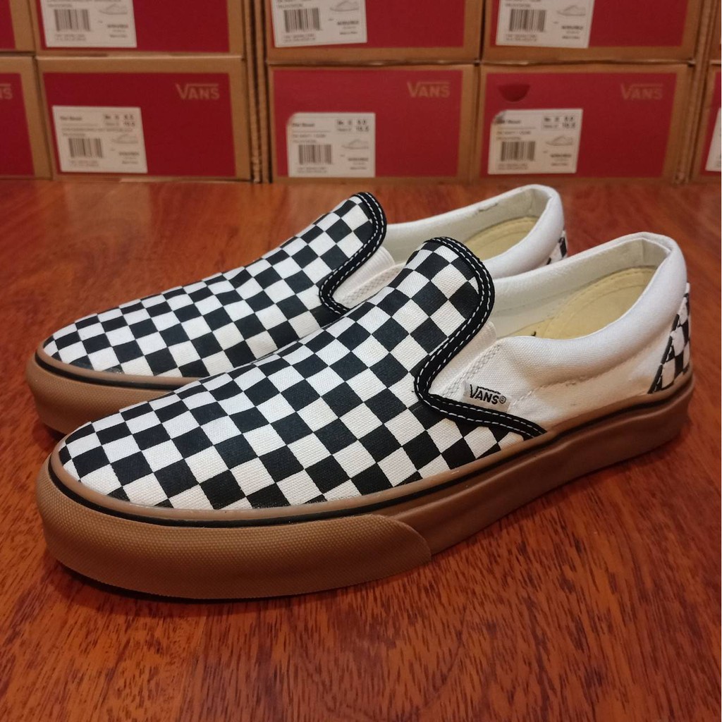 vans slip on checkerboard gum sole 