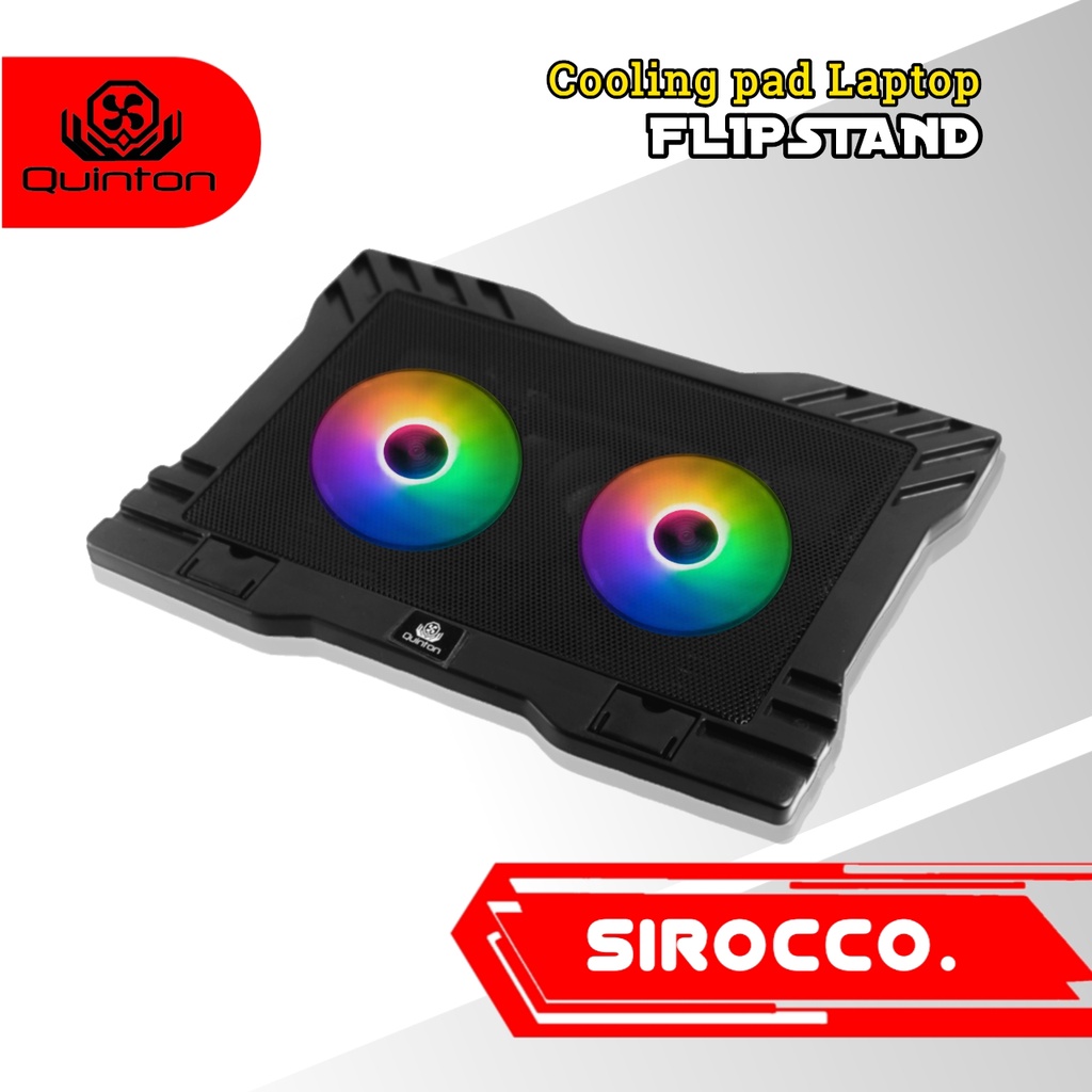 Kipas Laptop Cooling Pad Quinton Sirocco 12-17inch 2 fan RGB