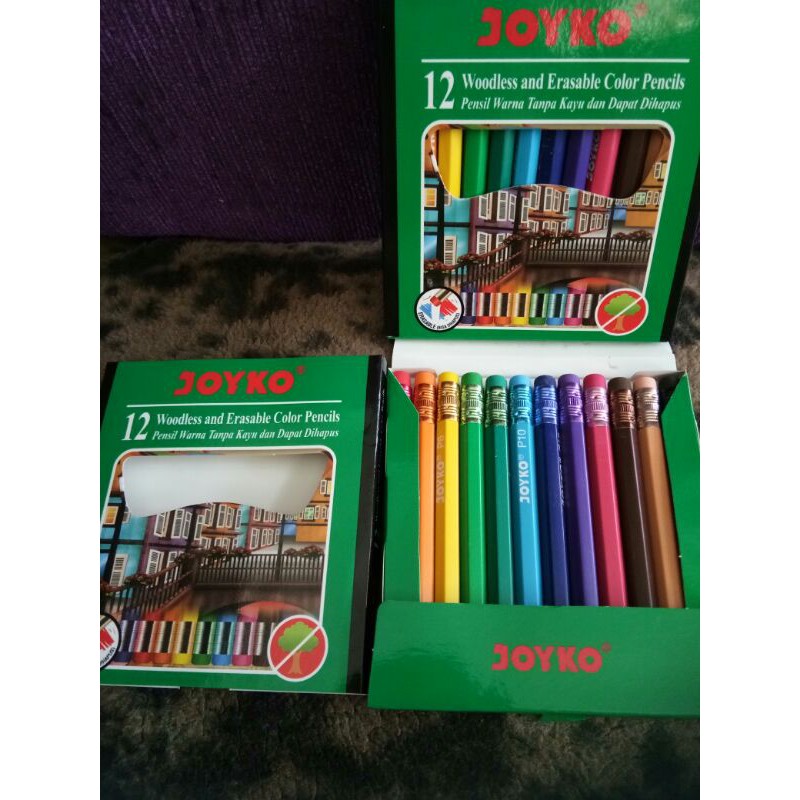 

pensil warna joyko yang bisa di hapus isi 12