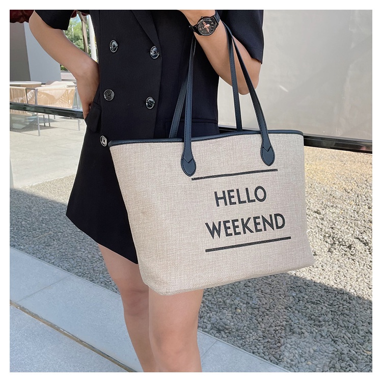 CR 7744 RISCE TAS TOTE HELLO WEEKEND IMPORT WANITA CEWEK PEREMPUAN JAKARTA BATAM