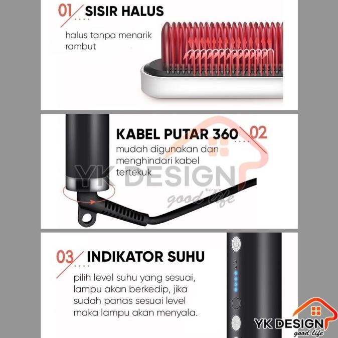 YK DESIGN YK-1621 Catok Sisir Pelurus Rambut Hair Straightener Curler