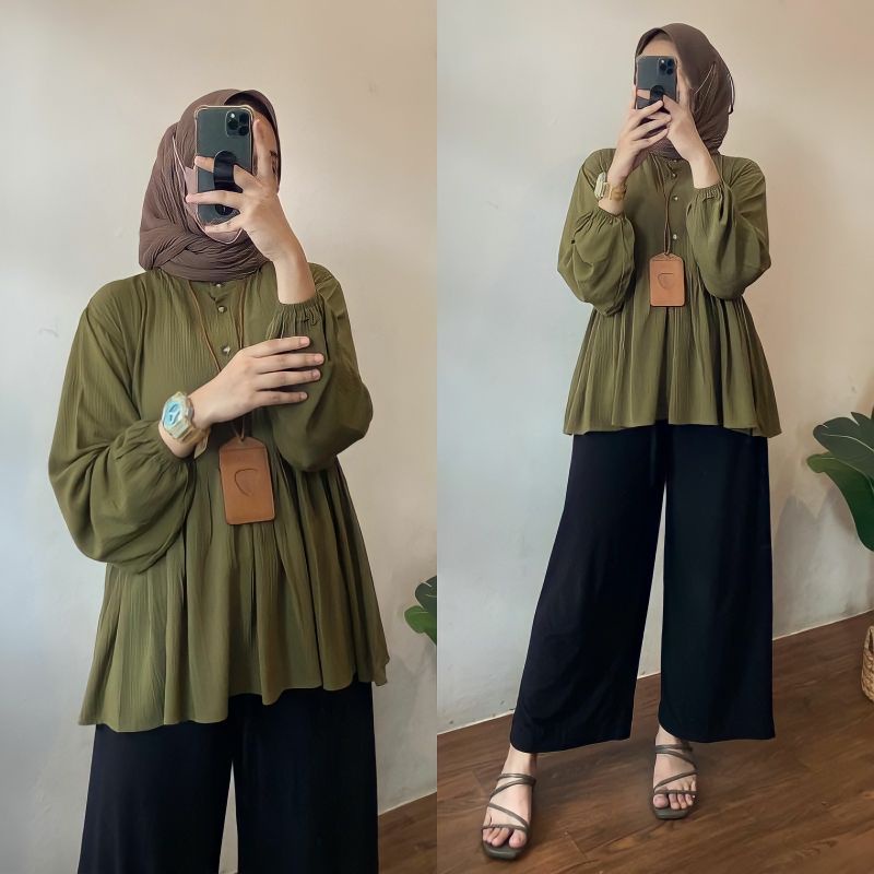 [Fashion Muslim] SAUQIA Blouse | atasan wanita blus rayon premium kemeja Korean style kekinian terlaris