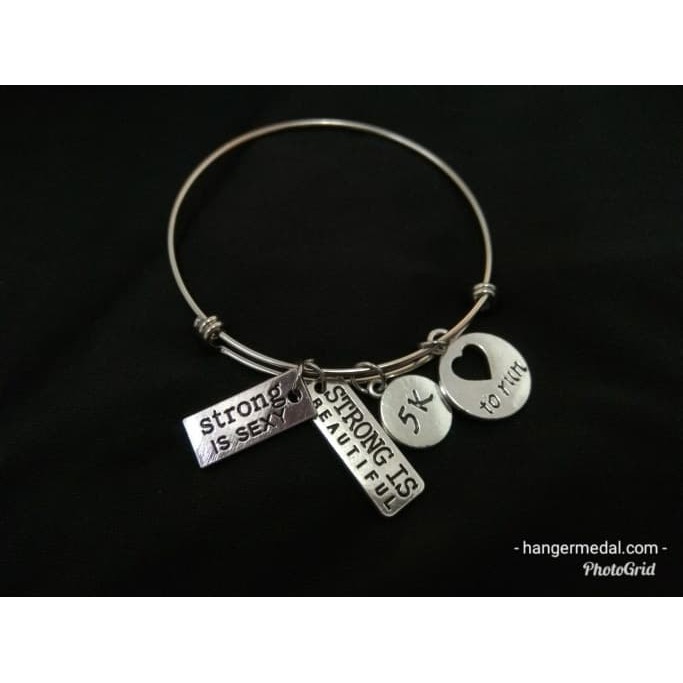 RUNNING BANGLE - 5K STRONG IS SEXY LOVE TO RUN - GELANG CHARMS