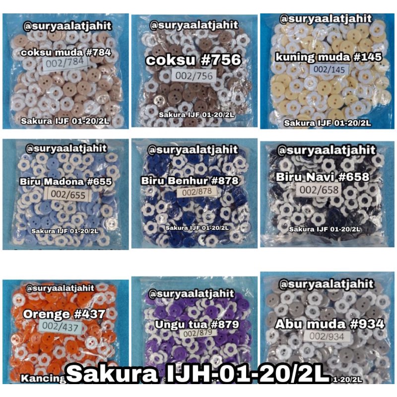 Kancing Sakura IJF 01-20/2 (1.3cm) @1gros =rp.6.300/144pcs