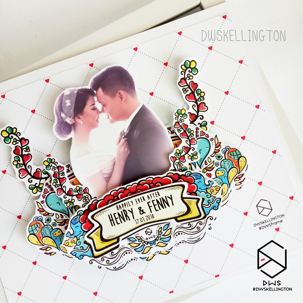 Kado Pernikahan Pop Up Frame Doodle Love Wedding Shopee Indonesia