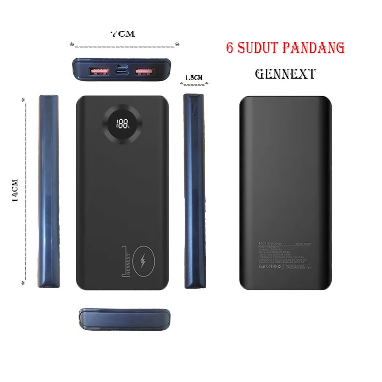 FA Powerbank GENNEXT 10.000mAh fast charging Power Bank Real Capacity Original 10000 Mah 10.000