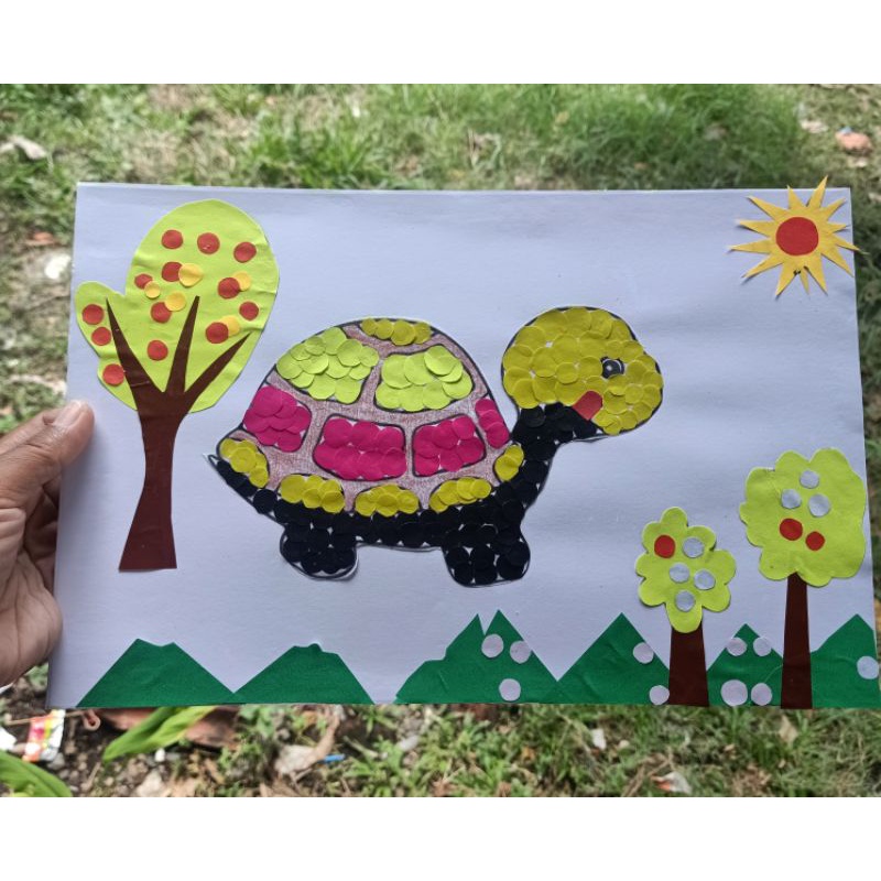 mozaik kertas mozaik hewan prakarya kertas