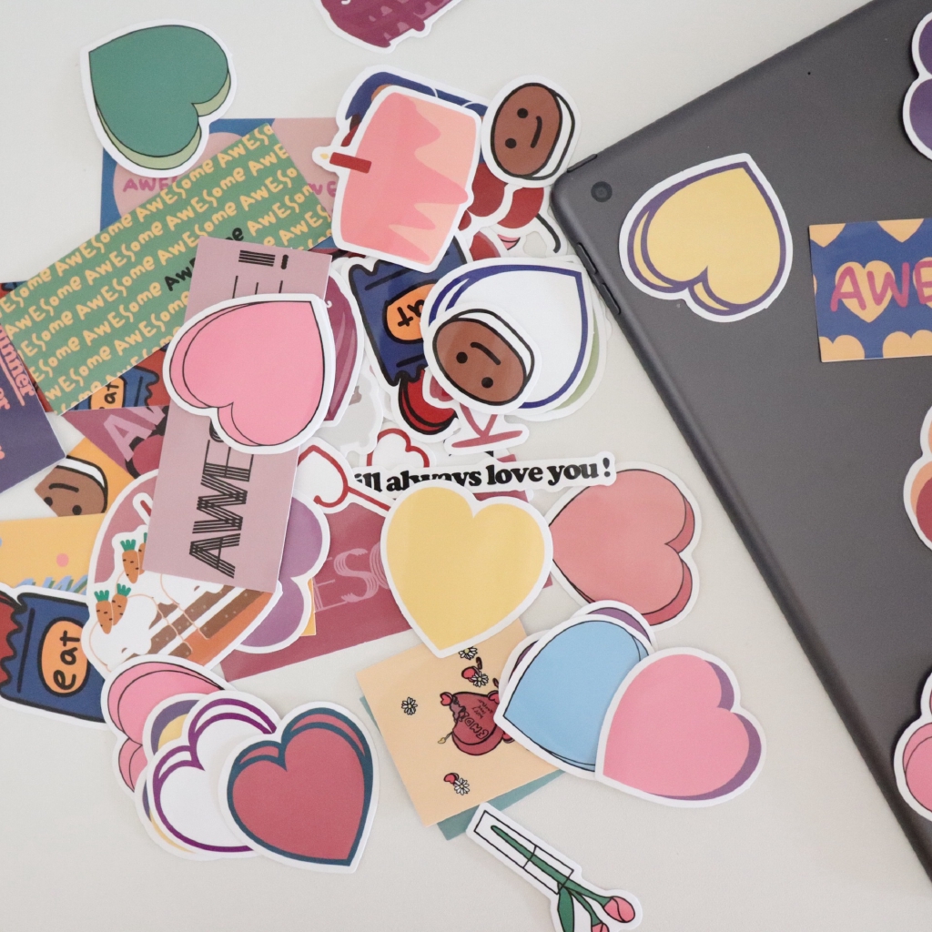 Mazzzzy Korea ins cherry love muffin lucu gadis jantung akun tangan bahan stiker stiker dekoratif