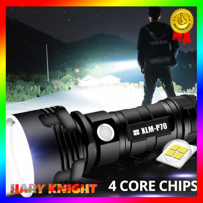 Senter LED XML P70 XHP50 50W Rechargeable Super Terang