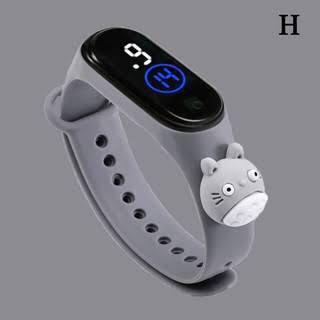 Jam Tangan Elektronik Tahan Air IP67 Motif Kartun Anak Laki-laki Perempuan LED Minimalis Gelang-Grey Totoro
