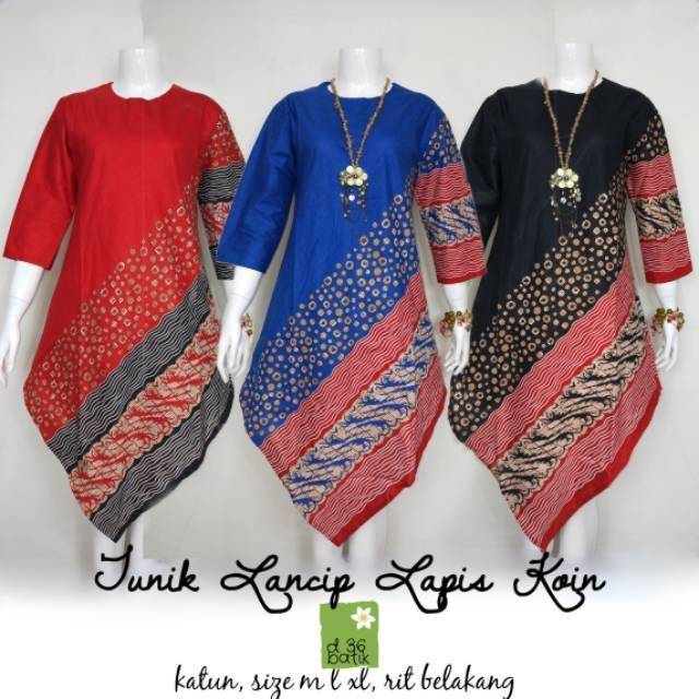 Tunik Lapis Asimetris Lancip Baju Atasan Batik Wanita Trend Shopee Indonesia